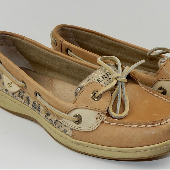 Sperry Shoes - Sperry Top Sider Loafers Leopard Sequins 9M Tan